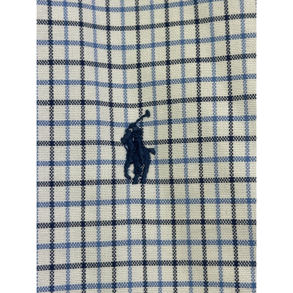 Polo Ralph Lauren Mens Blue White Check Button Down Shirt Long‎ Sleeve Cotton L